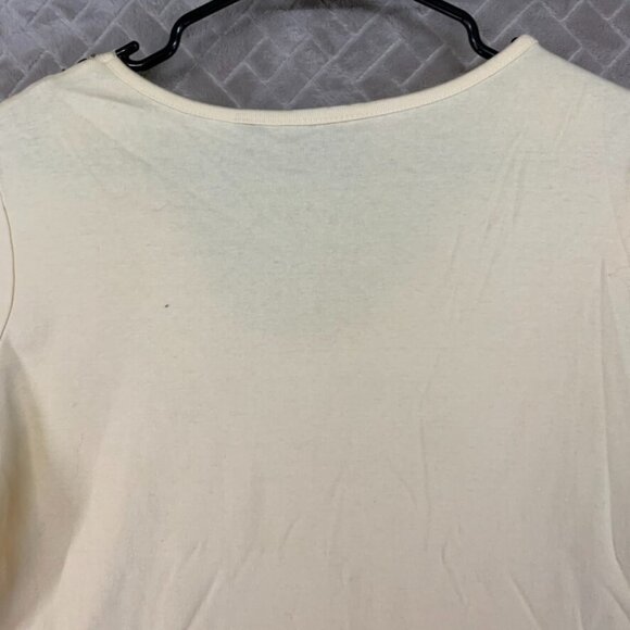 Avenue Womans 14/16 Top T Shirt Light Yellow Beaded Short Sleeve V Neck - Picture 10 of 12